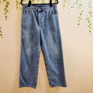 Uniqlo Wide Straight Jeans Womens 27x31 Blue Denim Mid Rise Cotton Size 7